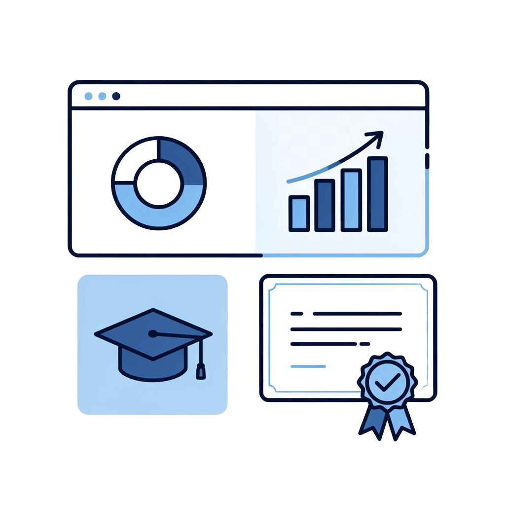 Dashboard de AulaPermanente con métricas, certificados y progreso de cursos